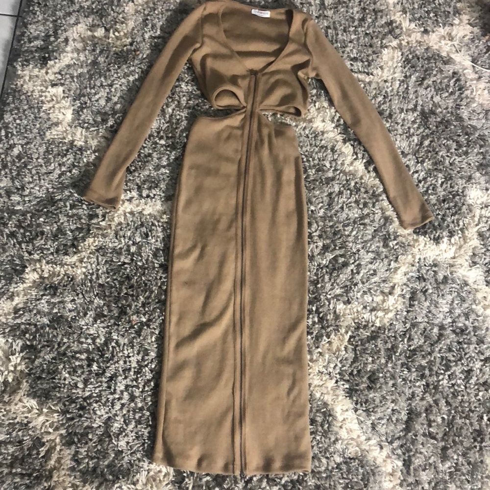 Fashion nova long tan dress